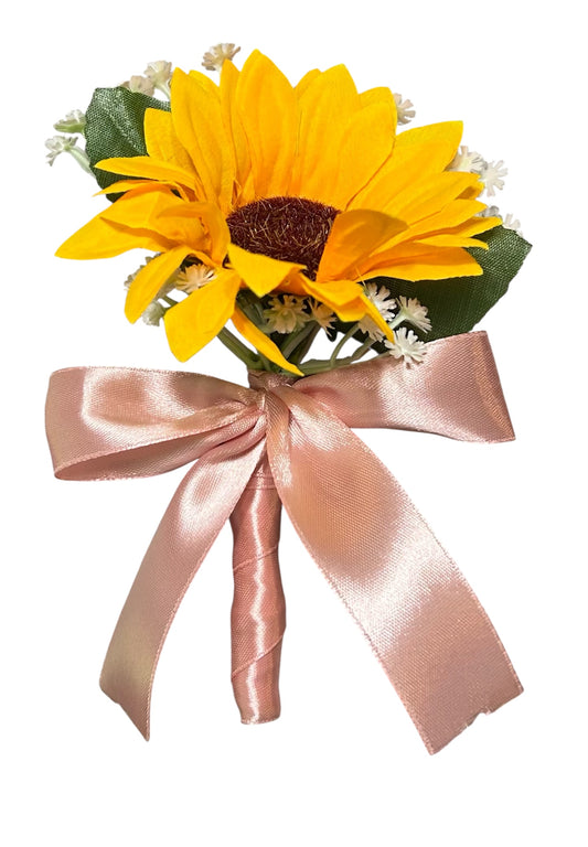 HANDMADE Sunflower Wedding Groomsman Boutonnier with Magnetic Clasp LOT of 5