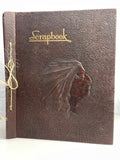 VINTAGE Scrapbook 1950's Hard Leather Bound with Textured Indian Chief Head Embellishment 12x14