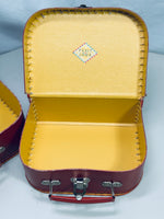 Vintage Petit Jour 2 Pc Red Doll Luggage Set Lunchbox Cardboard
