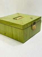 VINTAGE Green Ballonoff Metal Porta File Box w/Key! 9" Square