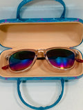 Sunglasses Clear Plastic with Rainbow Lenses w/Mermaid Eyeglass Case