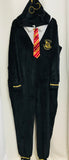 Harry Potter Hogwarts Cozy Fuzzy Hooded One Piece Sleeper Pajamas or Costume! Adult XL FRESHLY LAUNDERED TOO!