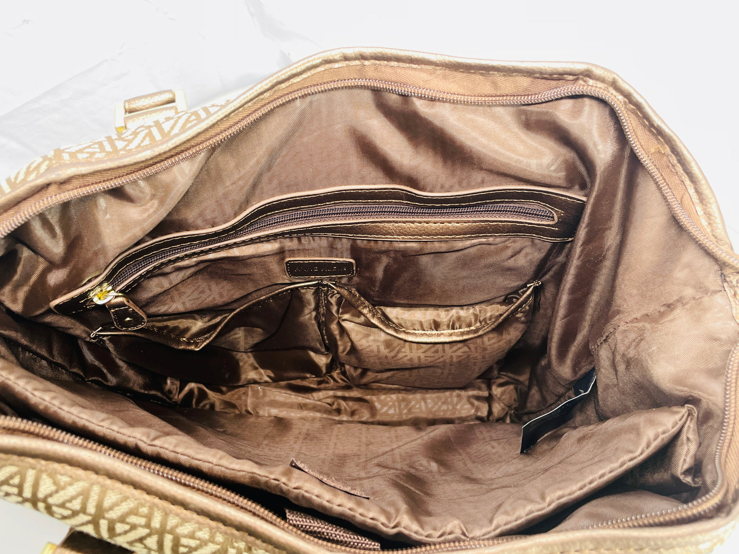 Anne Klein Luggage Signature Tote Bag Metallic Copper/Bronze Accents