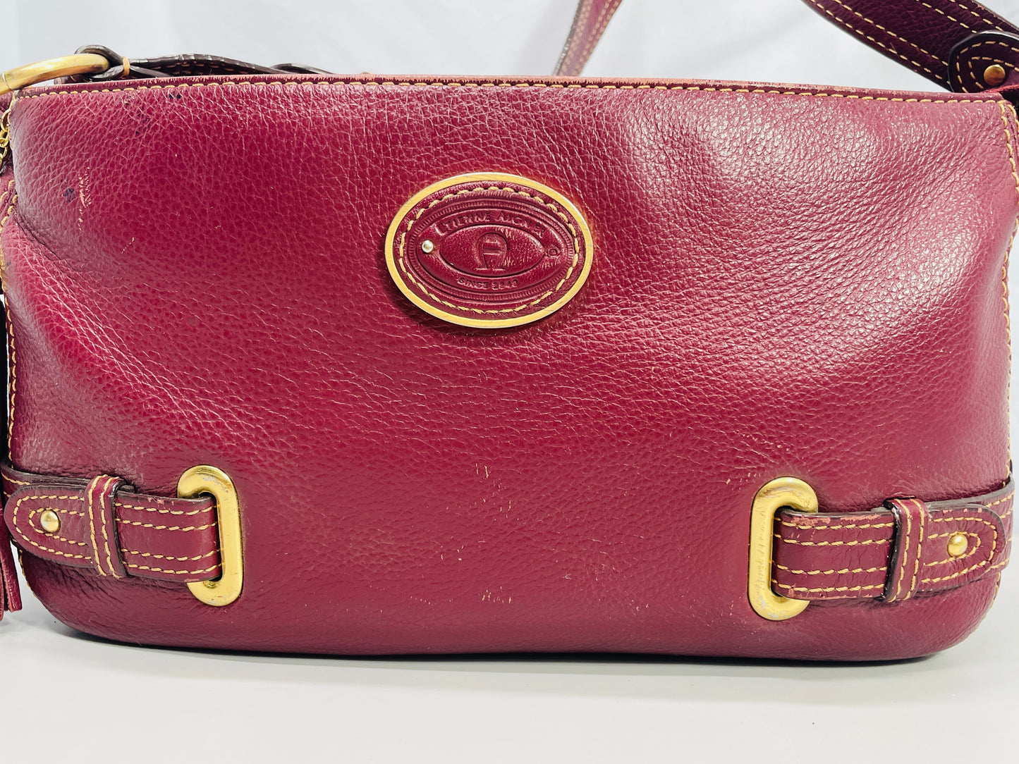 Vintage Etienne Aigner Purse Leather Red Burgundy 77810