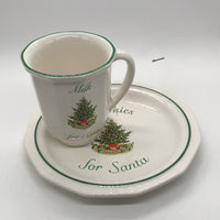 Pfaltzgraff Christmas Heritage Tree Milk & Cookies for Santa Set (Resembles Spode)