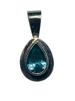 Sterling Silver 925 Necklace Pendant Aquamarine Blue Stone