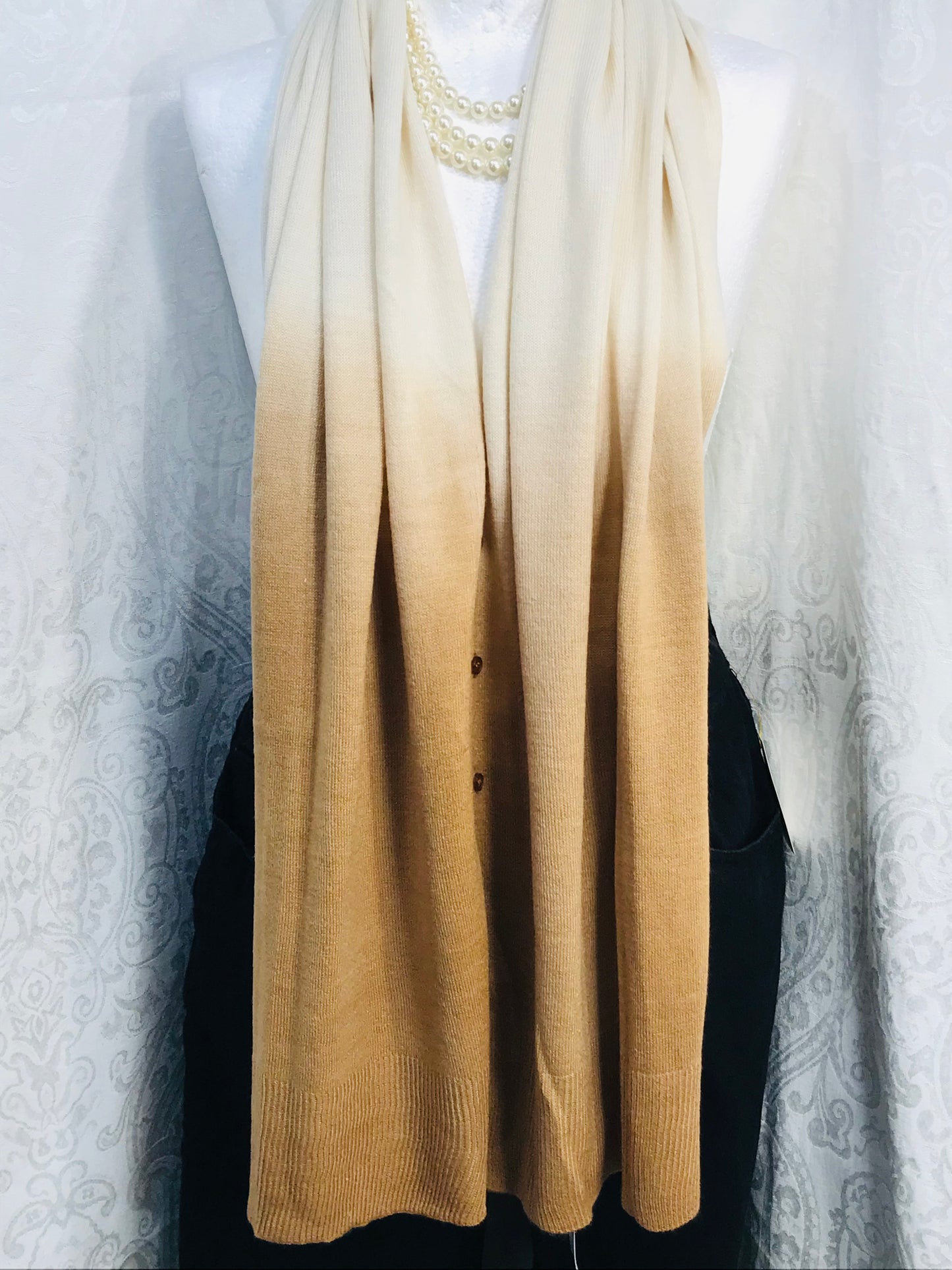 NWT! Cruise Club Multi Functional Poncho/Wrap/Sweater Hombre Ivory to Brown