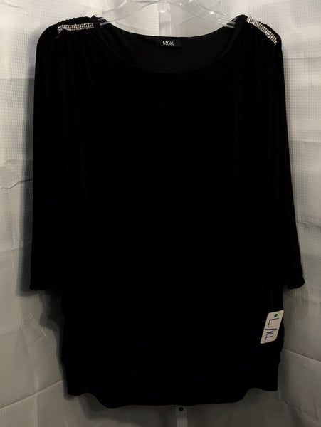 MSK Black Shirt With Silver Jewels Ladies L/XL