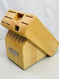 Farberware Wooden Knife Block 14 Slot Natural Wood Shows Wear