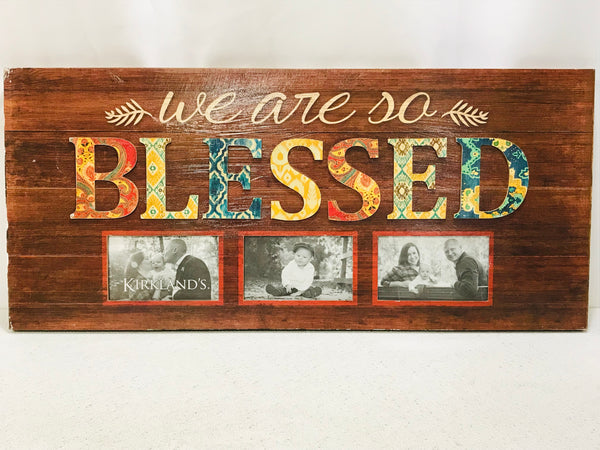 Wall Decor/Art WOoden Picture Frame BLESSED Rustic Lt Damage on Corners 29" x 14"