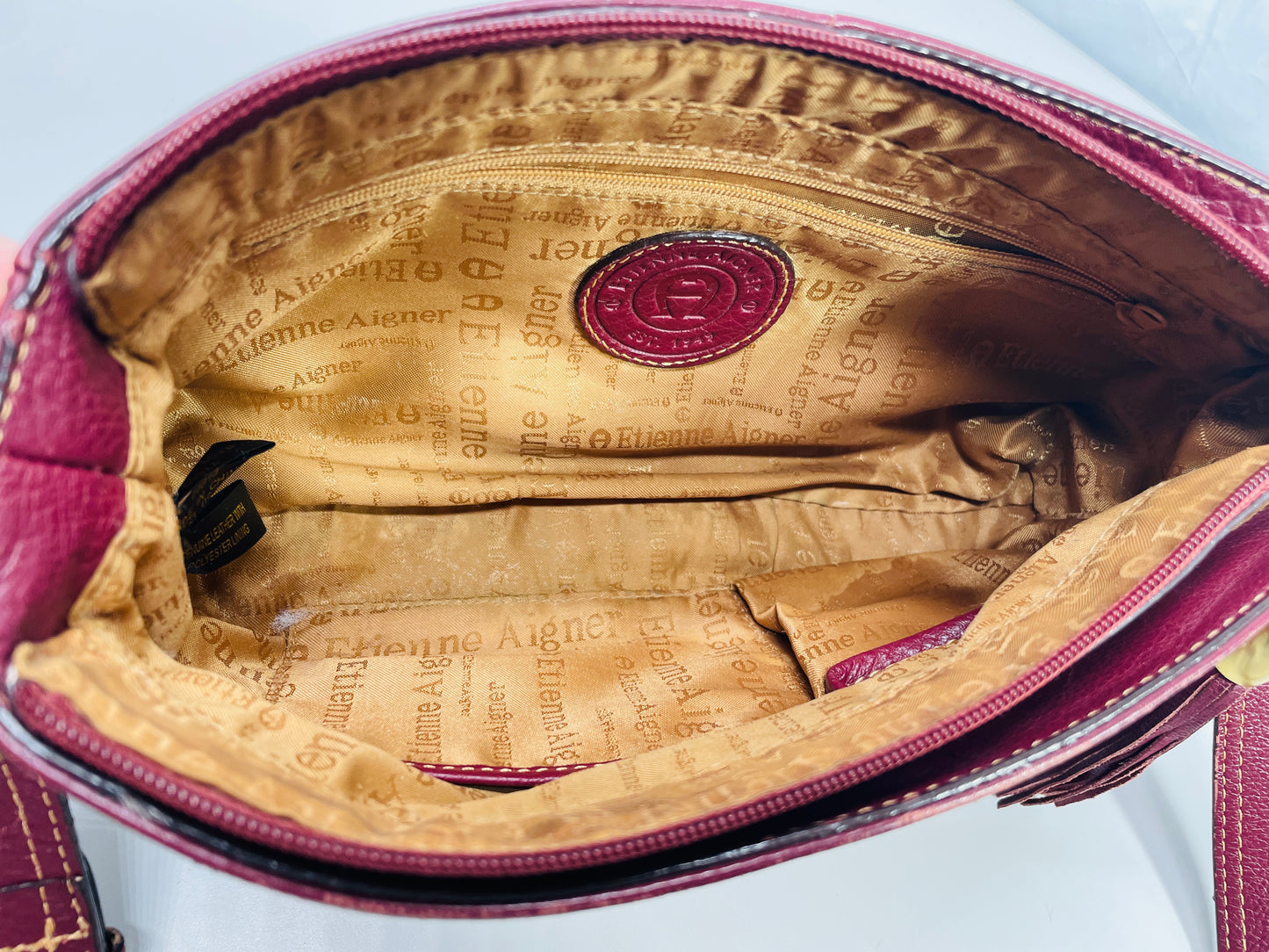 Vintage Etienne Aigner Purse Leather Red Burgundy 77810