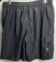 Disney Parks Cargo Shorts Black UNISEX Elastic Waist (34) Adult XL Features Disney Logo DAMAGE