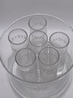 Glass VodkaShot Set Ice Bowl with 6 Etched Glass Chillers