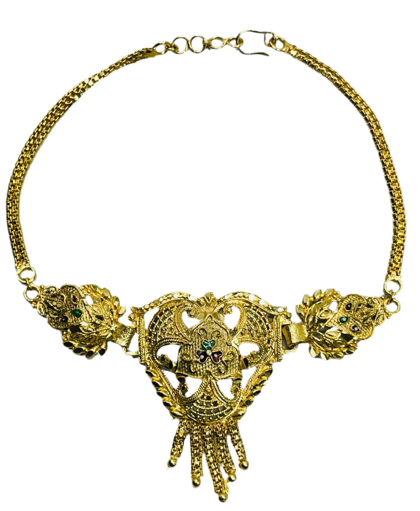 Indian Bollywood Jewelry Upper Arm Bracelet Yellow Gold Tone Heart Shape 10"