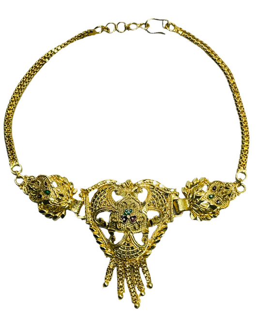 Indian Bollywood Jewelry Upper Arm Bracelet Yellow Gold Tone Heart Shape 10"