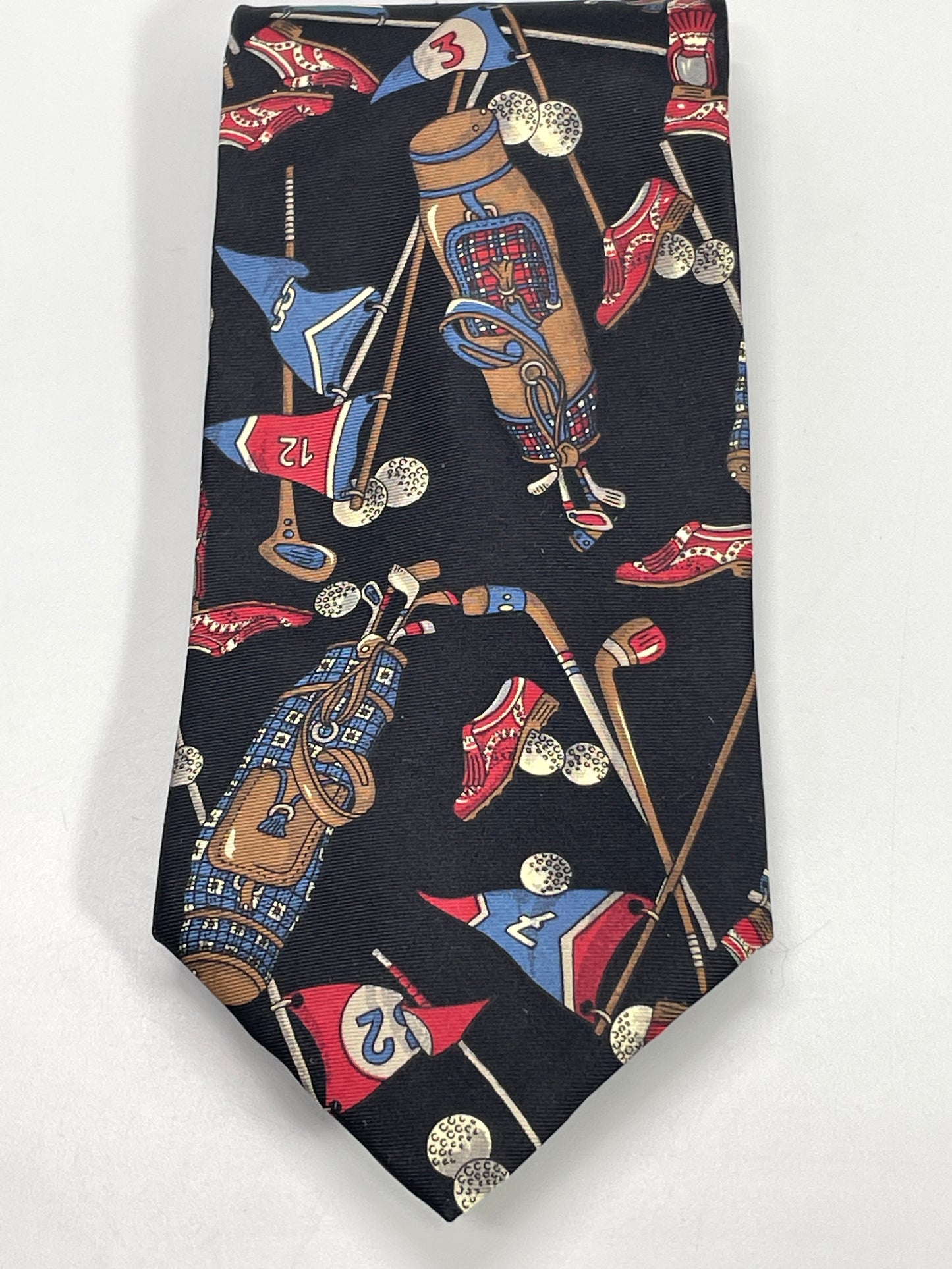 Vintage Mens Neck Tie Jack Nicklaus Black Golf Theme