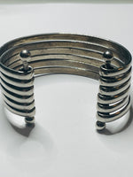 Silver Tone Multi Bangle Cluster Cuff Bracelet