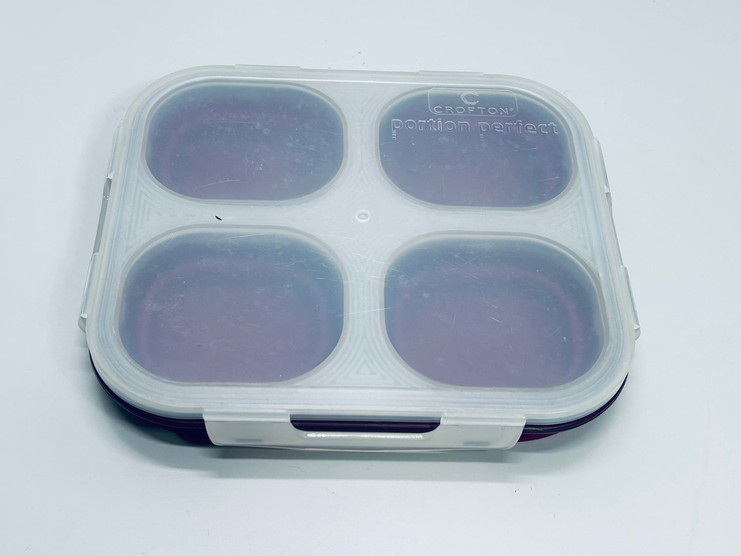 Crofton Portion Control 4 Part (1 cup ea) Food Cups Purple with Lid Collapsible