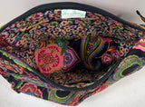 EUC Vera Bradley Quilted Purse Shoulder Bag Black & Pink Floral 11" 8"