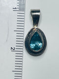 Sterling Silver 925 Necklace Pendant Aquamarine Blue Stone