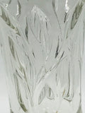 Large Glass Vase with Carved Out Flower Accents 10" CHIP ON BOTTOM