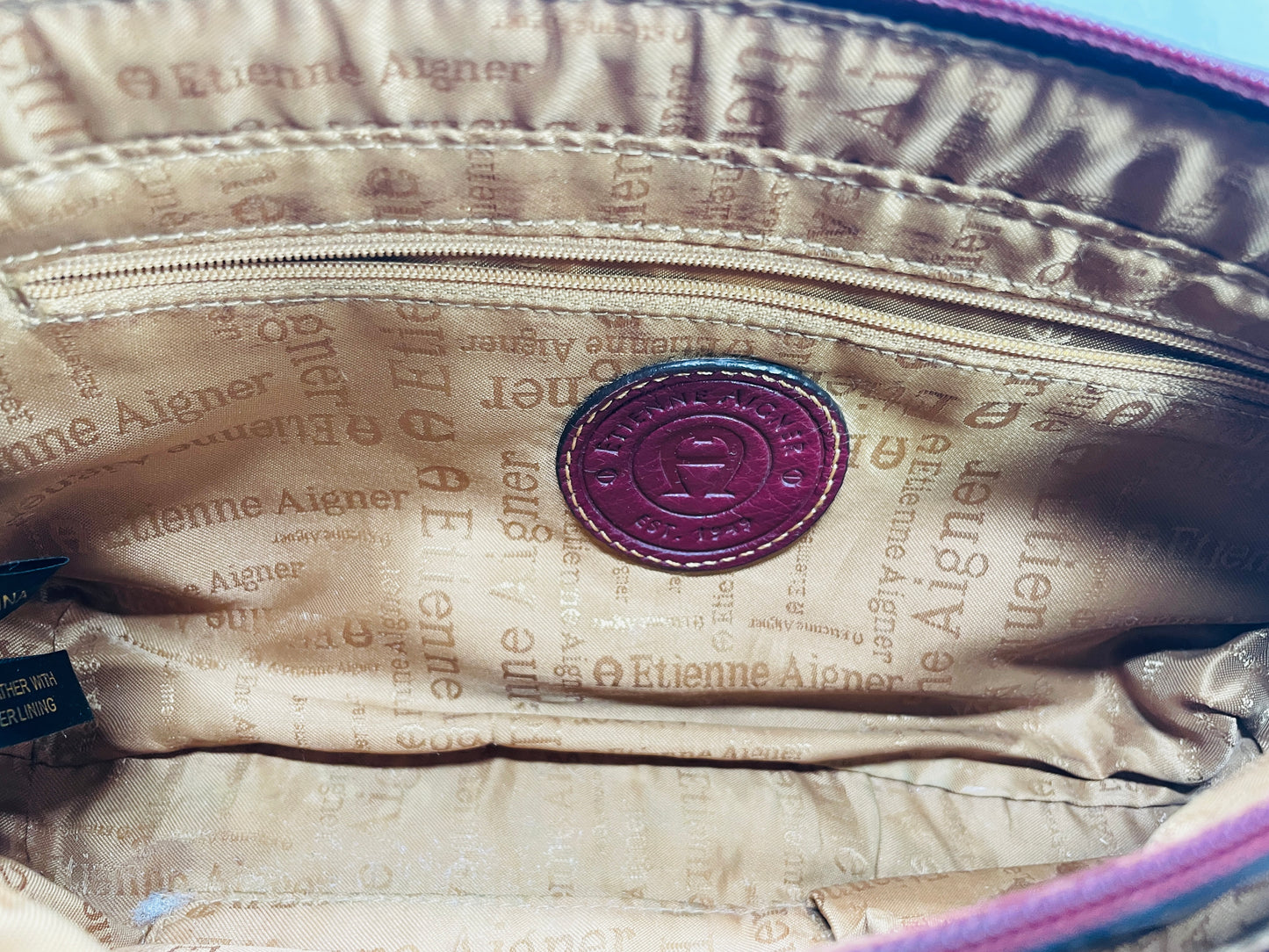 Vintage Etienne Aigner Purse Leather Red Burgundy 77810