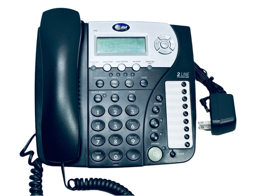 TESTED AT&T 2 Line Speakerphone Desktop Matte Black 8" x 9"