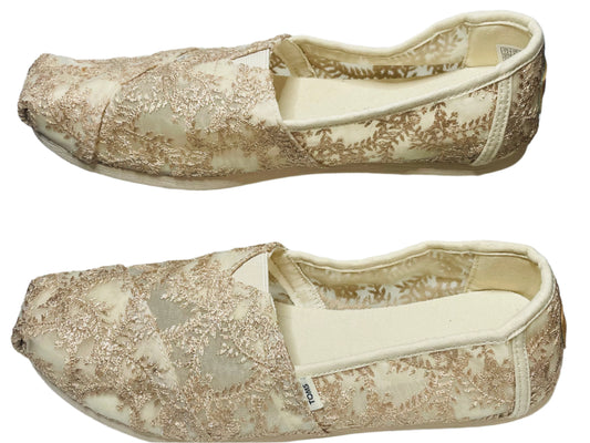 EUC Toms Slip Ons Wedding Lace Ivory Cream Womens US 7.5 Freshy Laundered