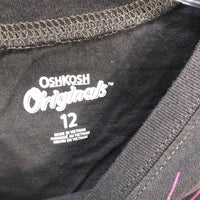 Oshkosh Dinosaur Black and Pink Long Sleeve Shirt Girls 12