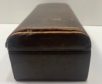 Vintage Trademark Wooden Leather Bound Box Gold Trim Playing Double Deck Card Storage 8"