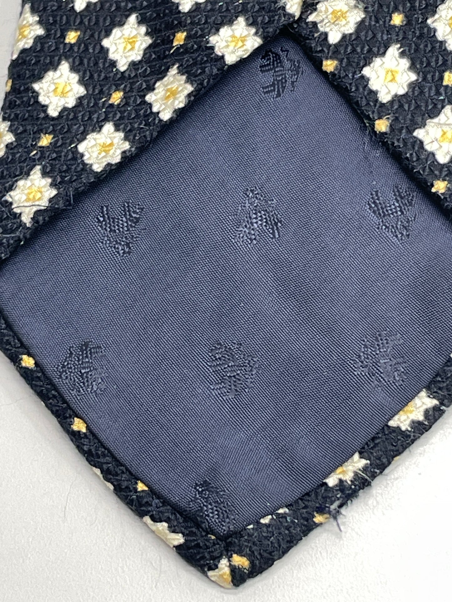 Vintage Mens Neck Tie Brooks Brothers Black with White Flowers 100% Silk