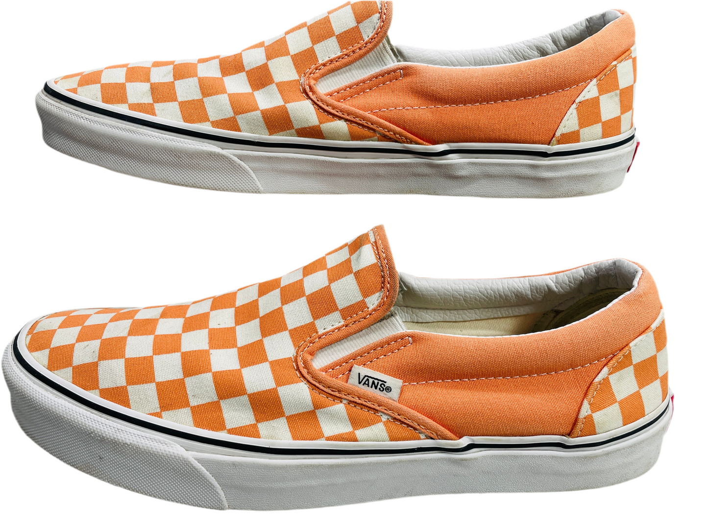 VANS Off the Wall Slip On Skate Shoes Orange & White Checker Mens 11
