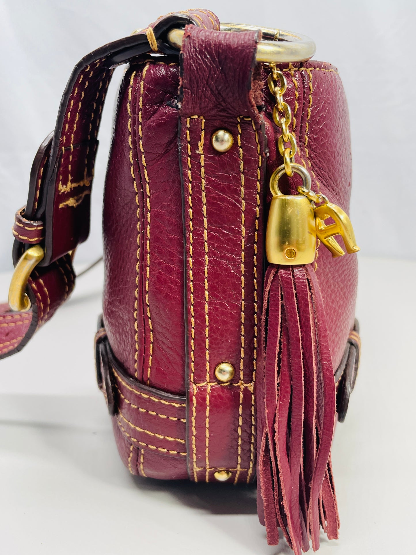 Vintage Etienne Aigner Purse Leather Red Burgundy 77810