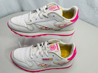 Reebok Classic Running Sneaker White & Pink with Pink Flowers Girls USA 3