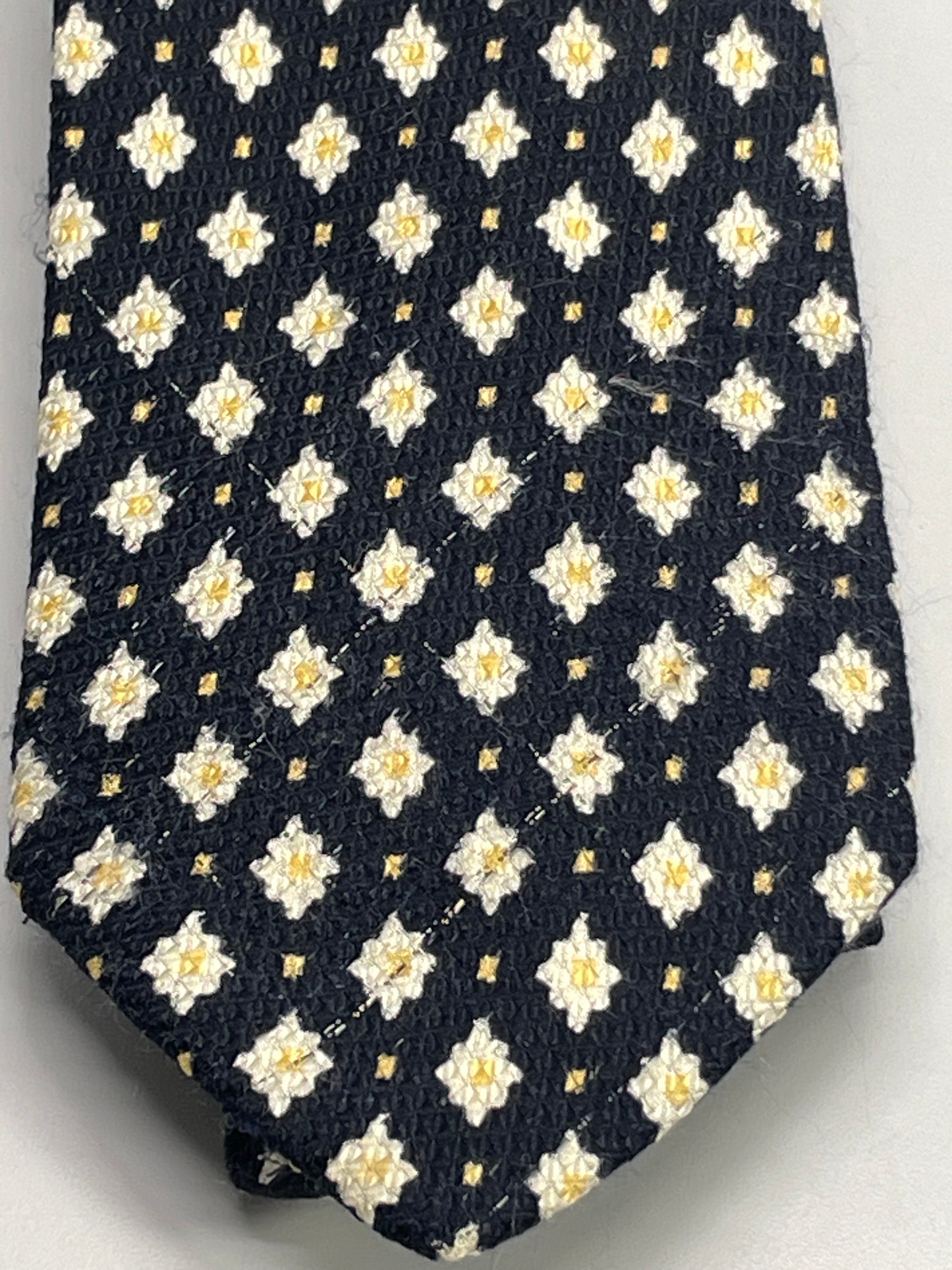 Vintage Mens Neck Tie Brooks Brothers Black with White Flowers 100% Silk