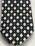 Vintage Mens Neck Tie Brooks Brothers Black with White Flowers 100% Silk