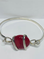 Sterling Silver Handmade Sea Glass Bracelet RED