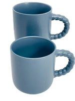 2 PC Gray/Blue Mug Set Black Speckles and Twist Handle Large 16oz