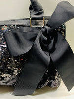 Xhilaration Tote Purse Black with Sequins Black Bow