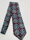 VINTAGE 2nd Battalion Connaught Rangers Neckwear Necktie 100% Silk Burgundy & Blue Floral Design