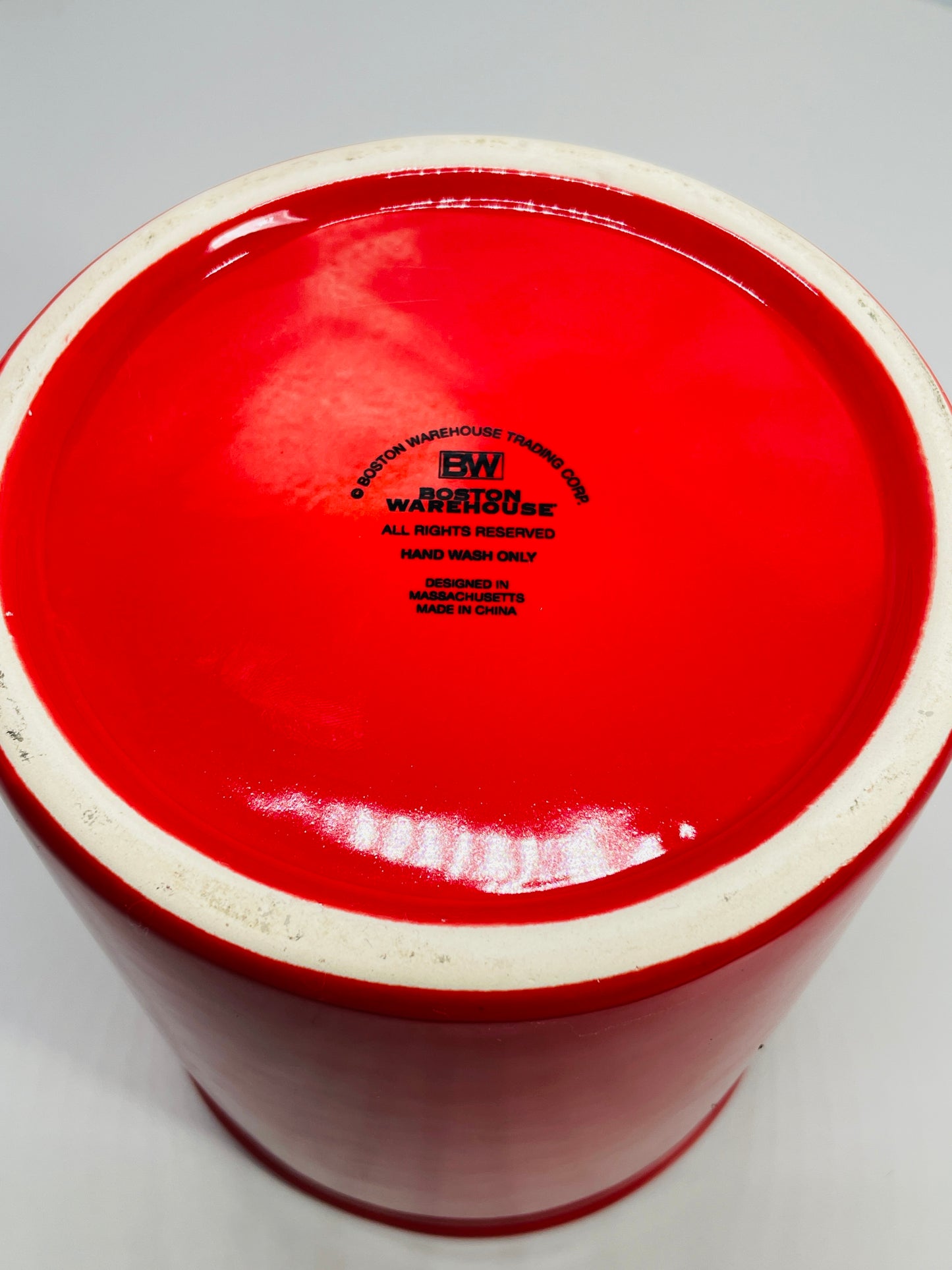 Boston Warehouse Kitchen Utensil Holder RED Ceramic