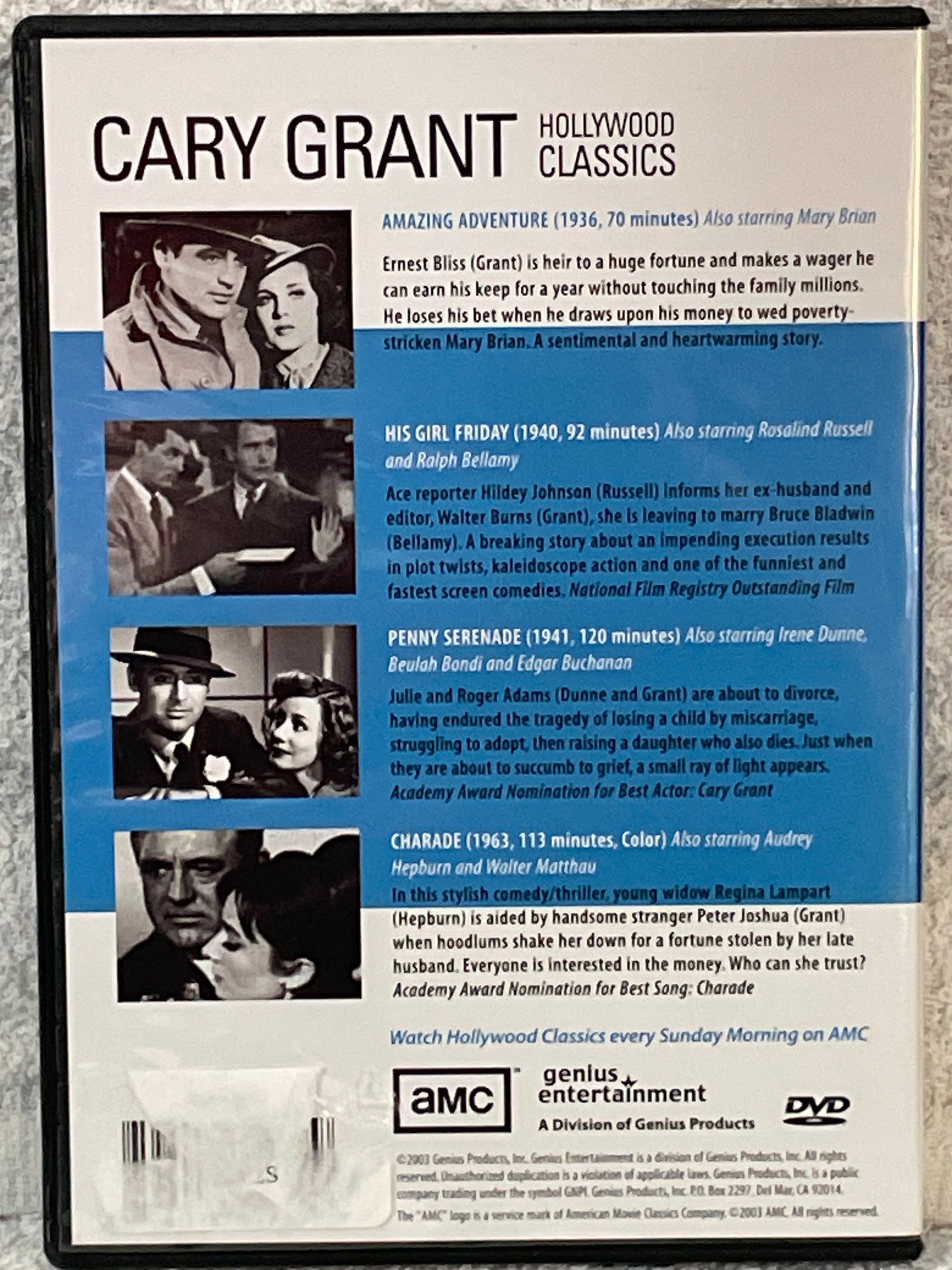Hollywood Classics Cary Grant 4 Movies 2 DVDs Amc Movies