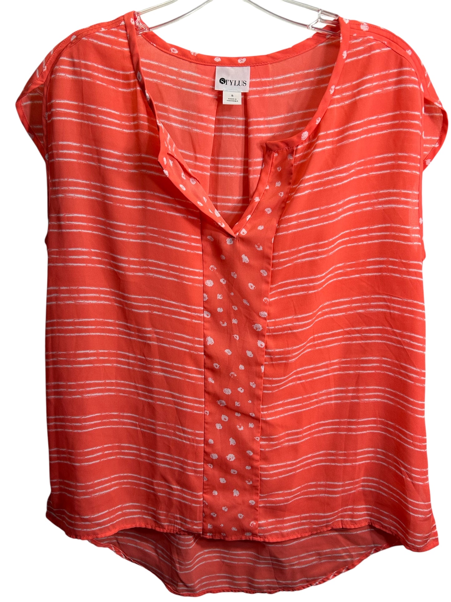 Stylus Sheer Coral / White Sleeveless Shirt Ladies S