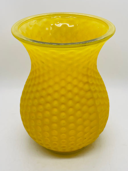Yellow Dimple Glass Vase 7.5"