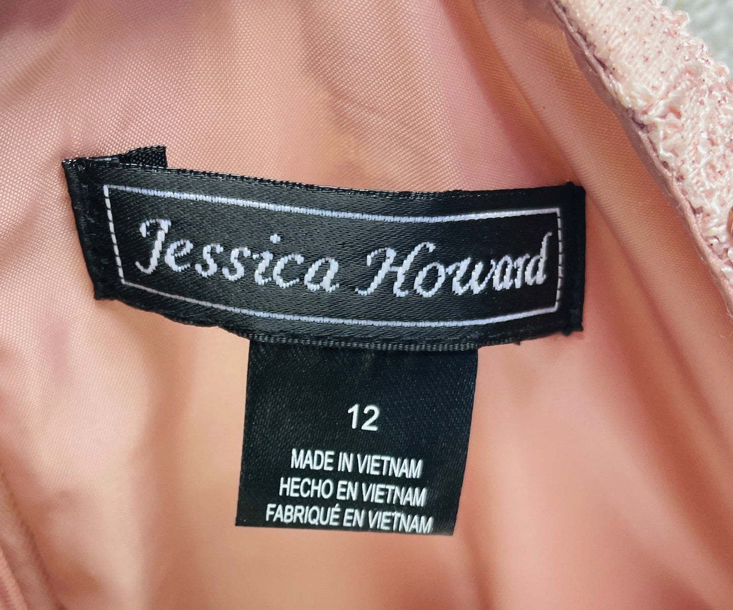 EUC Jessica Howard Dress Formal Mother of the Bride Prom Rose Gold/Blush Pink Ladies 12