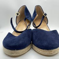 Talbots Wedge Summer Shoe Suede Navy Blue Ladies 9.5