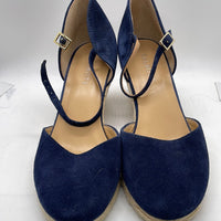 Talbots Wedge Summer Shoe Suede Navy Blue Ladies 9.5