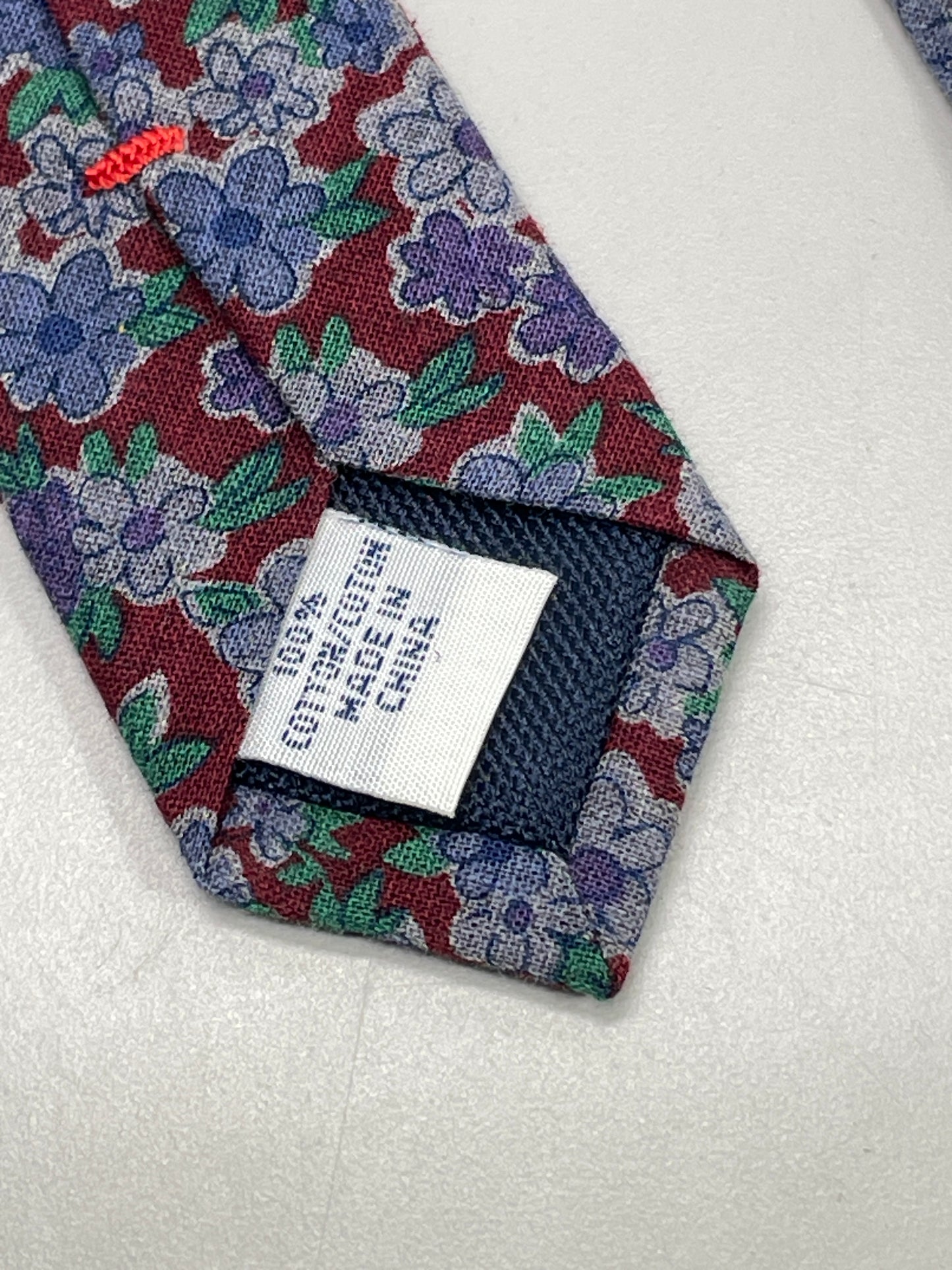Neck Tie IZOD Burgundy Floral with Purple & Gray Flowers 100% Cotton