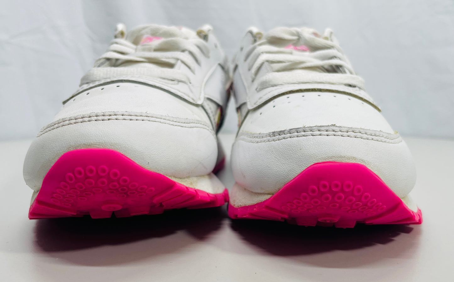 Reebok Classic Running Sneaker White & Pink with Pink Flowers Girls USA 3