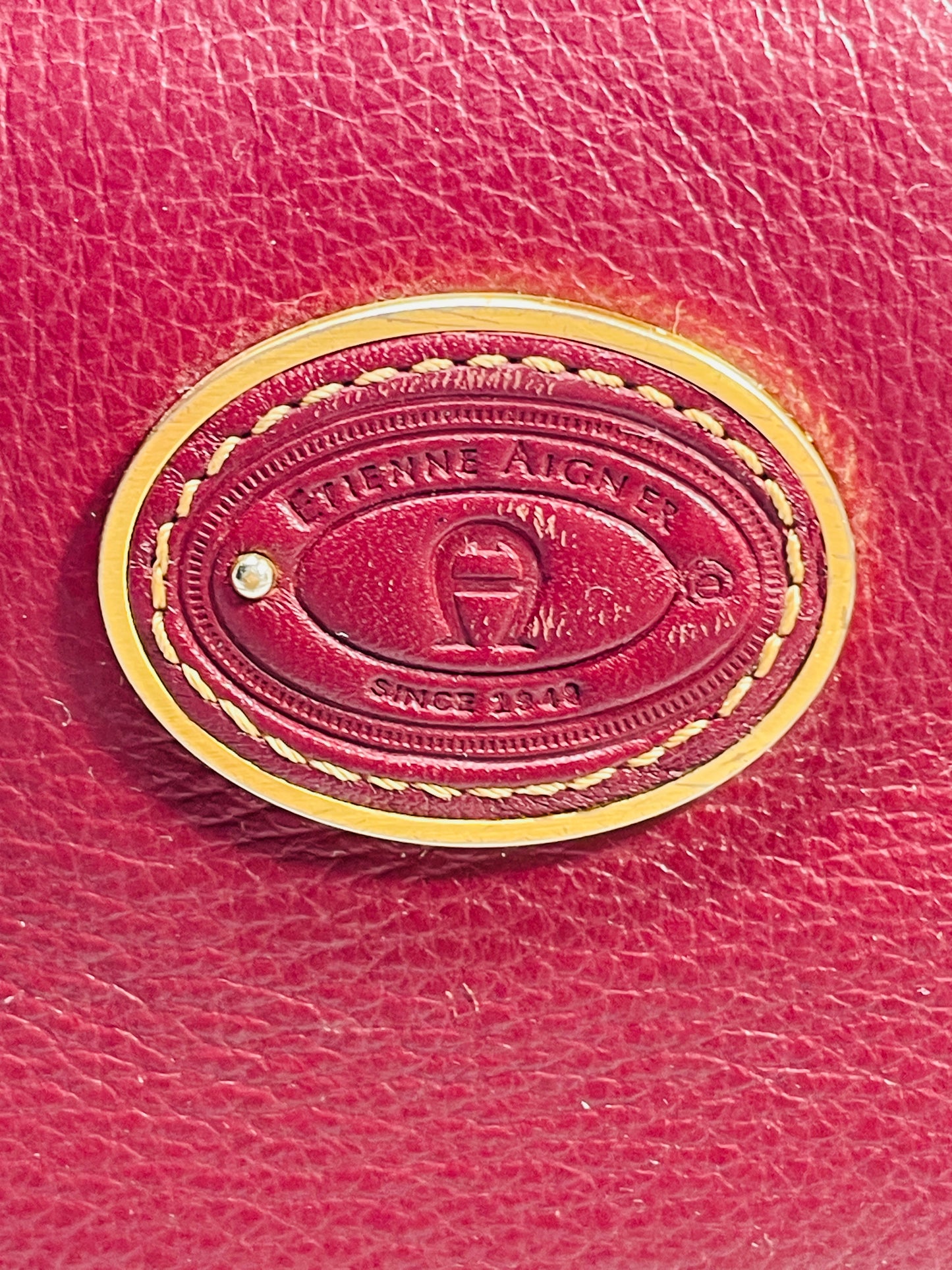 Vintage Etienne Aigner Purse Leather Red Burgundy 77810